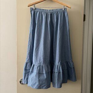 Vintage cottagecore ruffle hem midi skirt